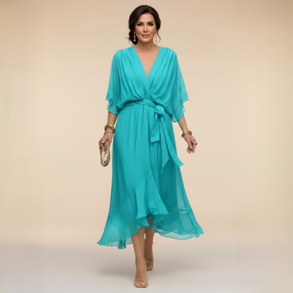 Monica | Vestido de chiffon con escote en V