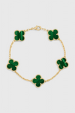 Pulsera con Motivo de Trébol y Elegancia Baño de Oro