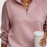 Elene | V-Neck Zip-Up Long Sleeve Sweater