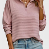 Elene | V-Neck Zip-Up Long Sleeve Sweater