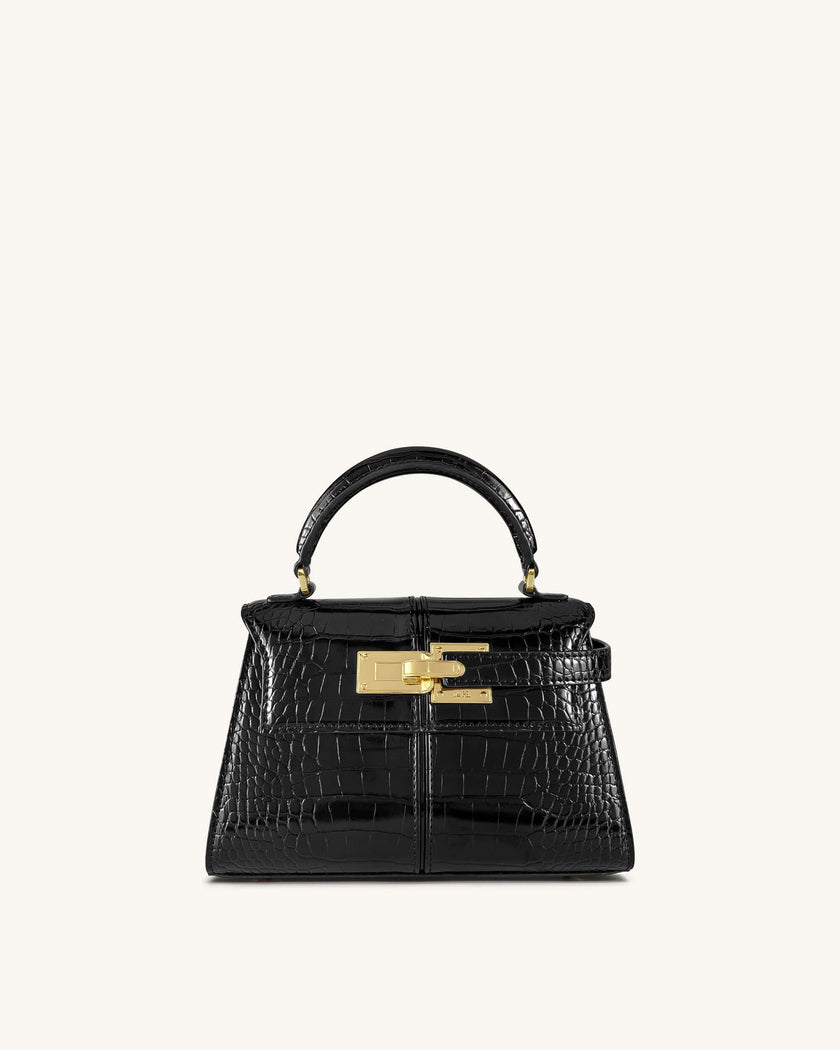Elisa Bolso de Mano Cocodrilo Negro elegante para mujer