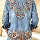 Noelia | Camisa bohemia con bordado floral para mujer