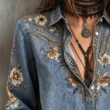 Noelia | Camisa bohemia con bordado floral para mujer