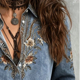 Noelia | Camisa bohemia con bordado floral para mujer