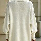 Blanco | Cardigan de punto suave estilo francés con botones, manga larga y puños acanalados para mujer