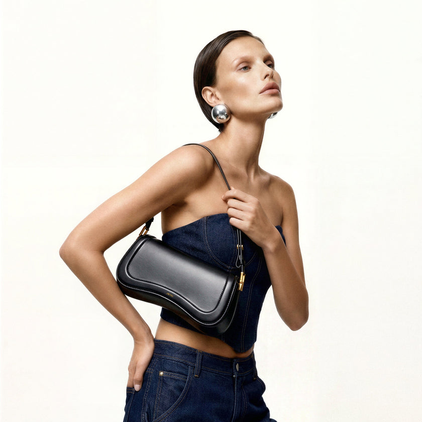 Aitziber Bolso de Hombro Negro bolso femenino práctico