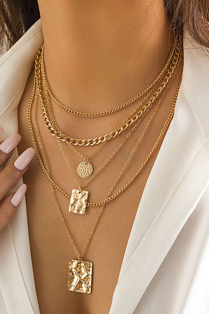 Collar de Colgante Geométrico de Cadena de Metal