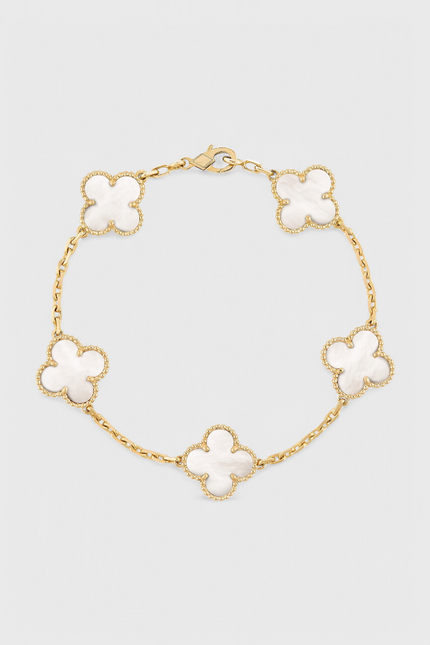 Pulsera con Motivo de Trébol y Elegancia Baño de Oro