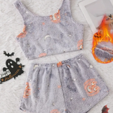 Pijamas de Franela Luminosa para Halloween para Mujer