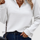 Elene | V-Neck Zip-Up Long Sleeve Sweater