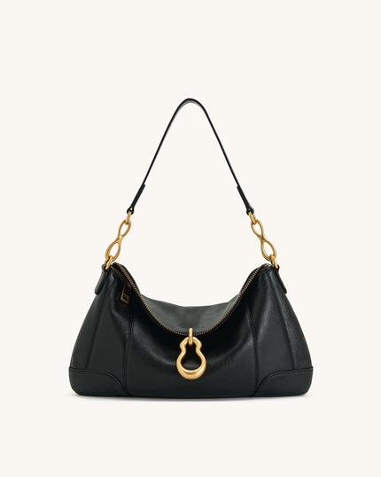 Macarena Bolso de Hombro con Colgante de Metal Negro elegante para mujer