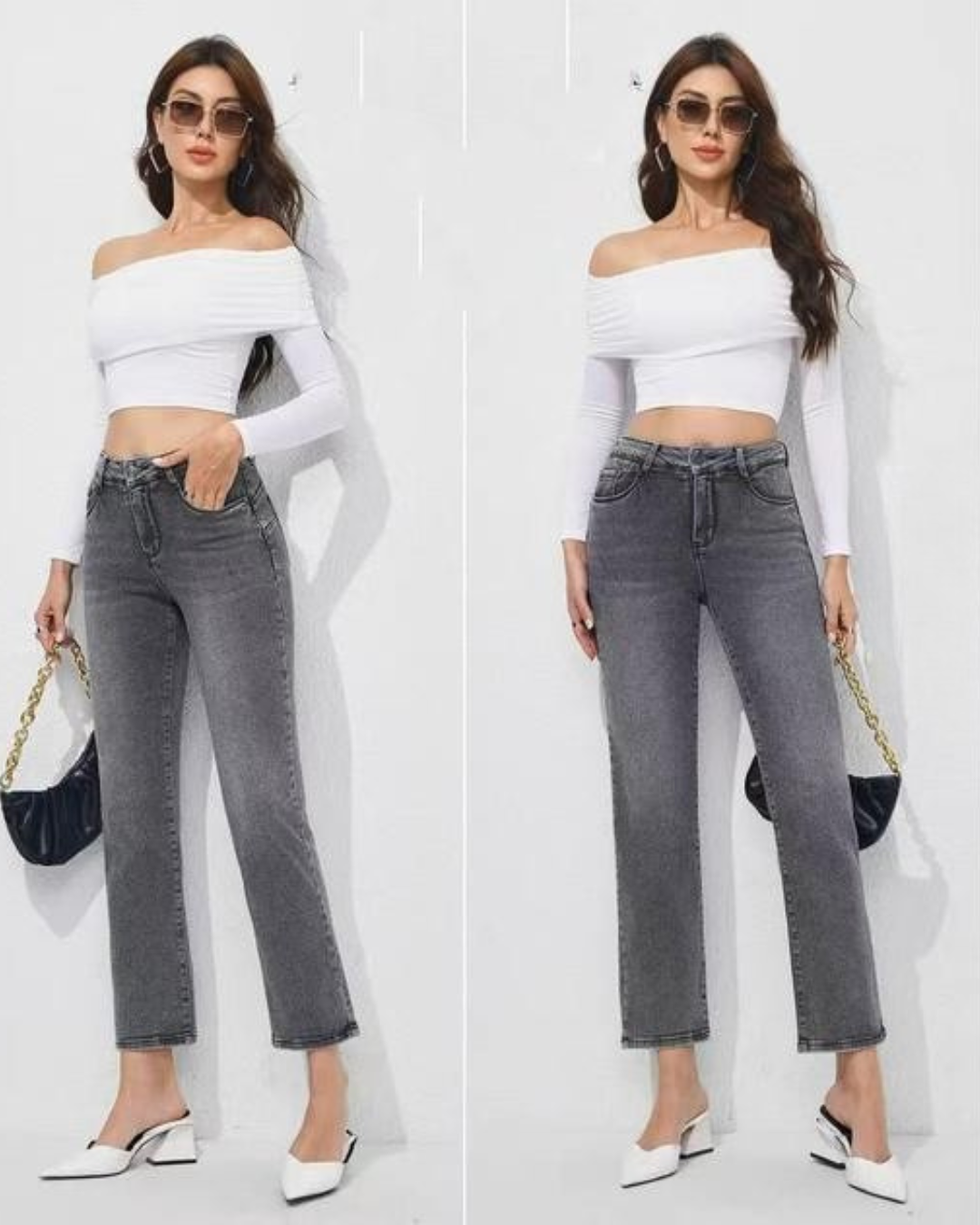 Olga Pantalón recto con faja integrada look femenino elegante