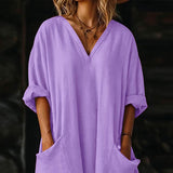 Mila | V-neck Linen Maxi Dress
