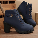 KATNI™ - Botines elegantes de caña baja con cordones, hebilla metálica y suela gruesa