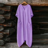 Mila | V-neck Linen Maxi Dress
