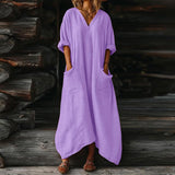 Mila | V-neck Linen Maxi Dress