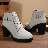 KATNI™ - Botines elegantes de caña baja con cordones, hebilla metálica y suela gruesa