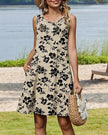 Joana | Vestido casual veraniego sin mangas con flores para mujer y bolsillos