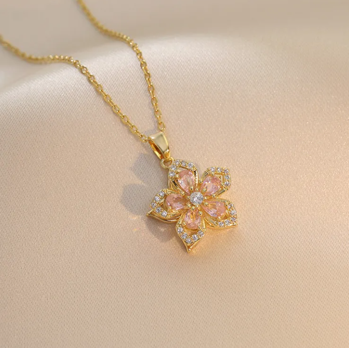 Collar de Circonia Bauhinia Rotativo de Moda