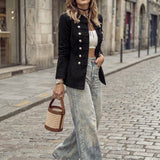 Negro | Blazer casual para mujer, chaqueta de traje negra