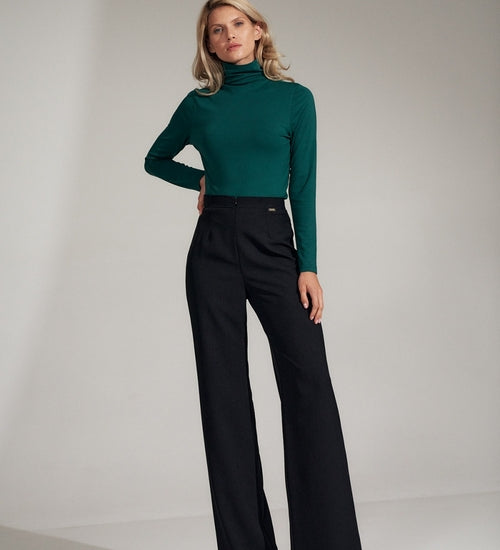 Gloria Blusa Gola Alta Elegance Verde Esmeralda vista lateral