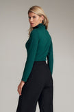 Gloria Blusa Gola Alta Elegance Verde Esmeralda vista trasera