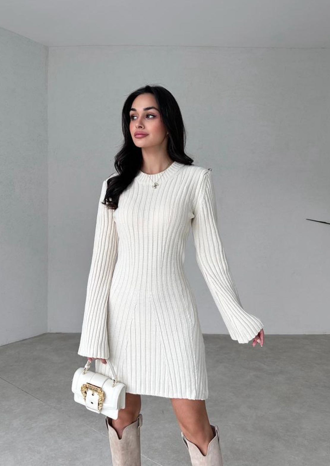 York | Vestido corto de suéter de otoño