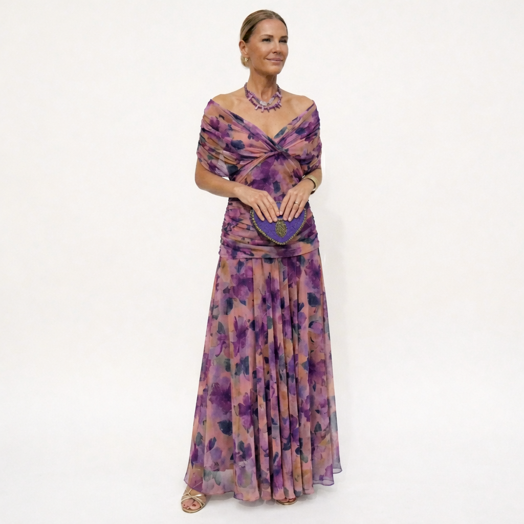 Velora | Vestido Floral Largo con Escote en V