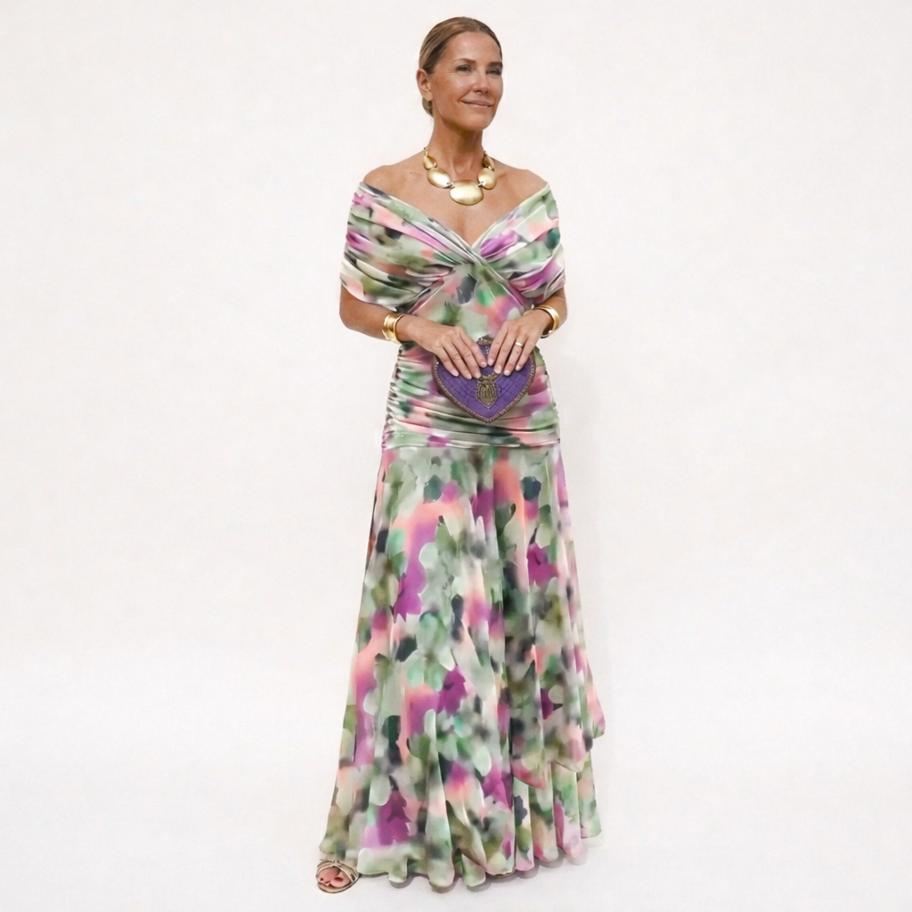 Velora | Vestido Floral Largo con Escote en V