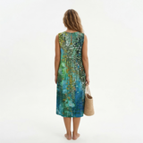Victoria | Sleeveless Printed Midi Dress – Freshness and Style