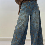 Emily | Floral Print Wide Leg Jeans
