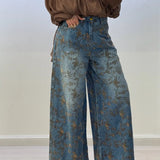 Emily | Floral Print Wide Leg Jeans