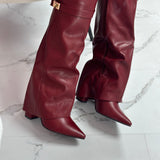 ELOISE™ - Botas de cuero color burdeos