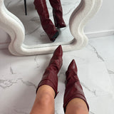 ELOISE™ - Botas de cuero color burdeos
