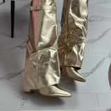 SERAPHINA™ - Botas de cuero dorado