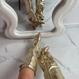 SERAPHINA™ - Botas de cuero dorado