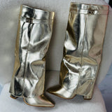 SERAPHINA™ - Botas de cuero dorado