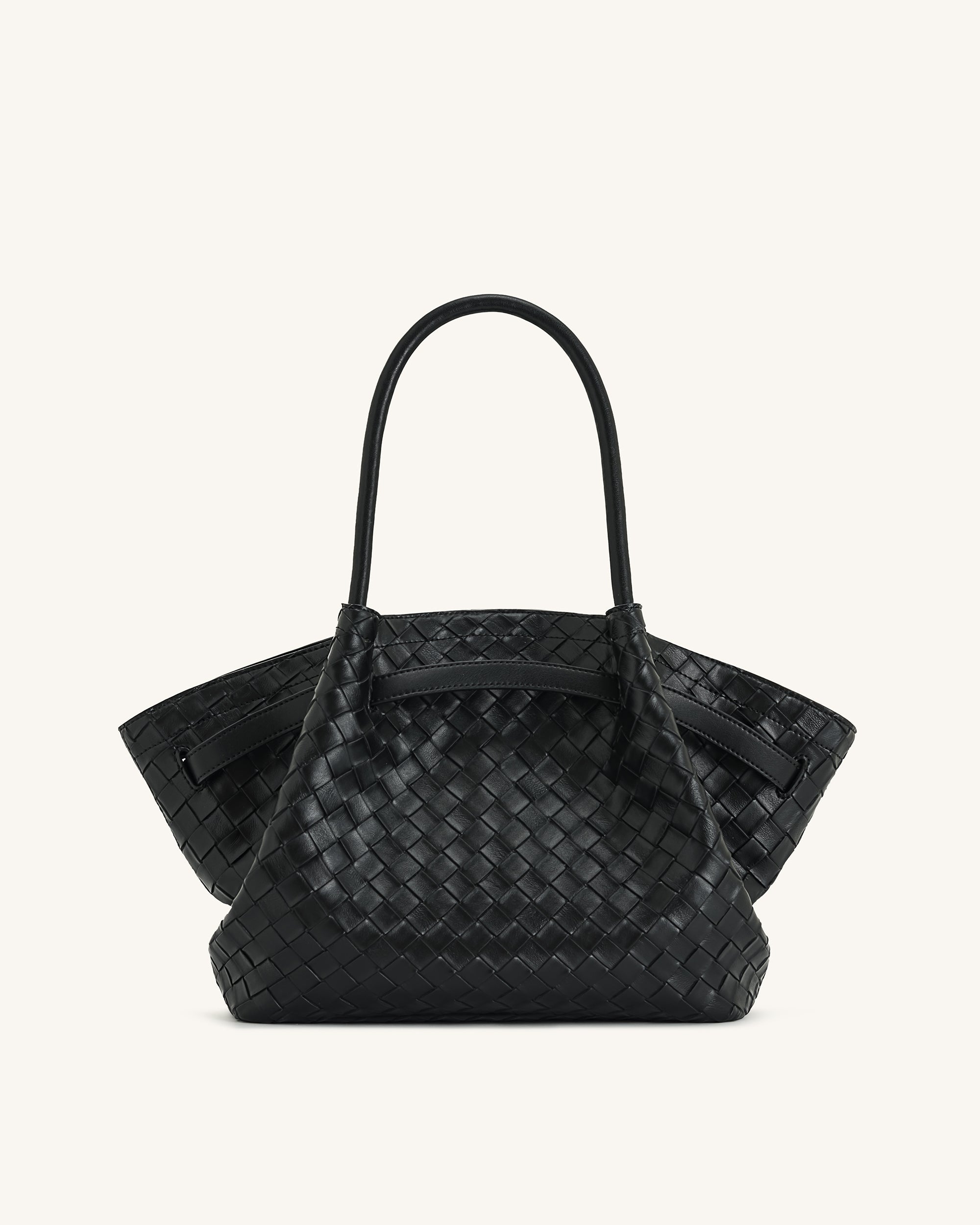 Anna Bolso de Textura de Tejido Medio Negro bolso elegante moderno