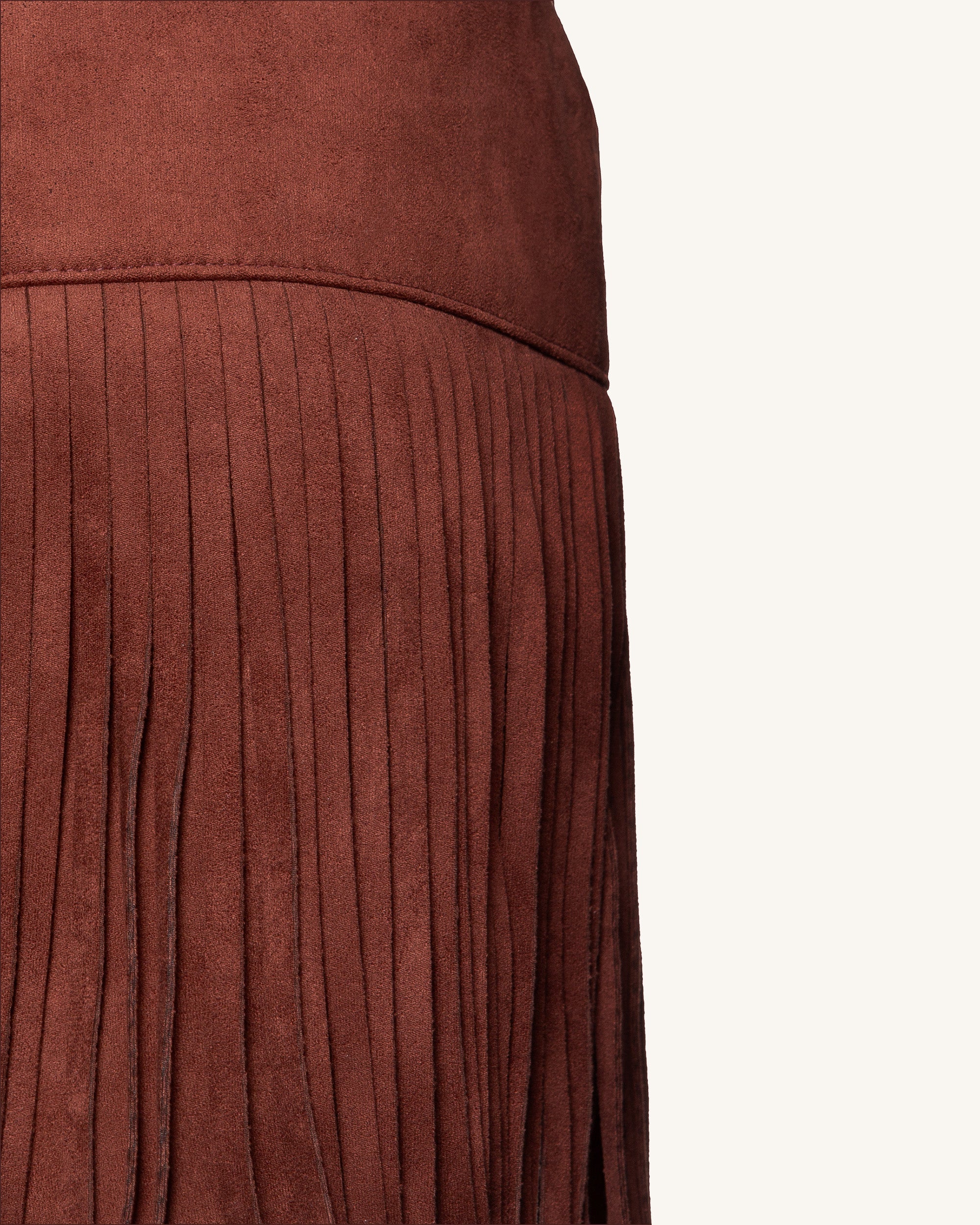 Violeta Top halter ante sintético con flecos burdeos look femenino elegante