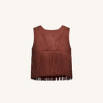 Violeta Top halter ante sintético con flecos burdeos vista trasera