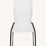 Zoe Top sin mangas peplum frunce elástico blanco detalle del peplum