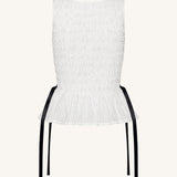 Zoe Top sin mangas peplum frunce elástico blanco detalle del peplum