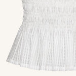 Zoe Top sin mangas peplum frunce elástico blanco detalle del frunce elástico