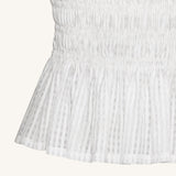 Zoe Top sin mangas peplum frunce elástico blanco detalle del frunce elástico