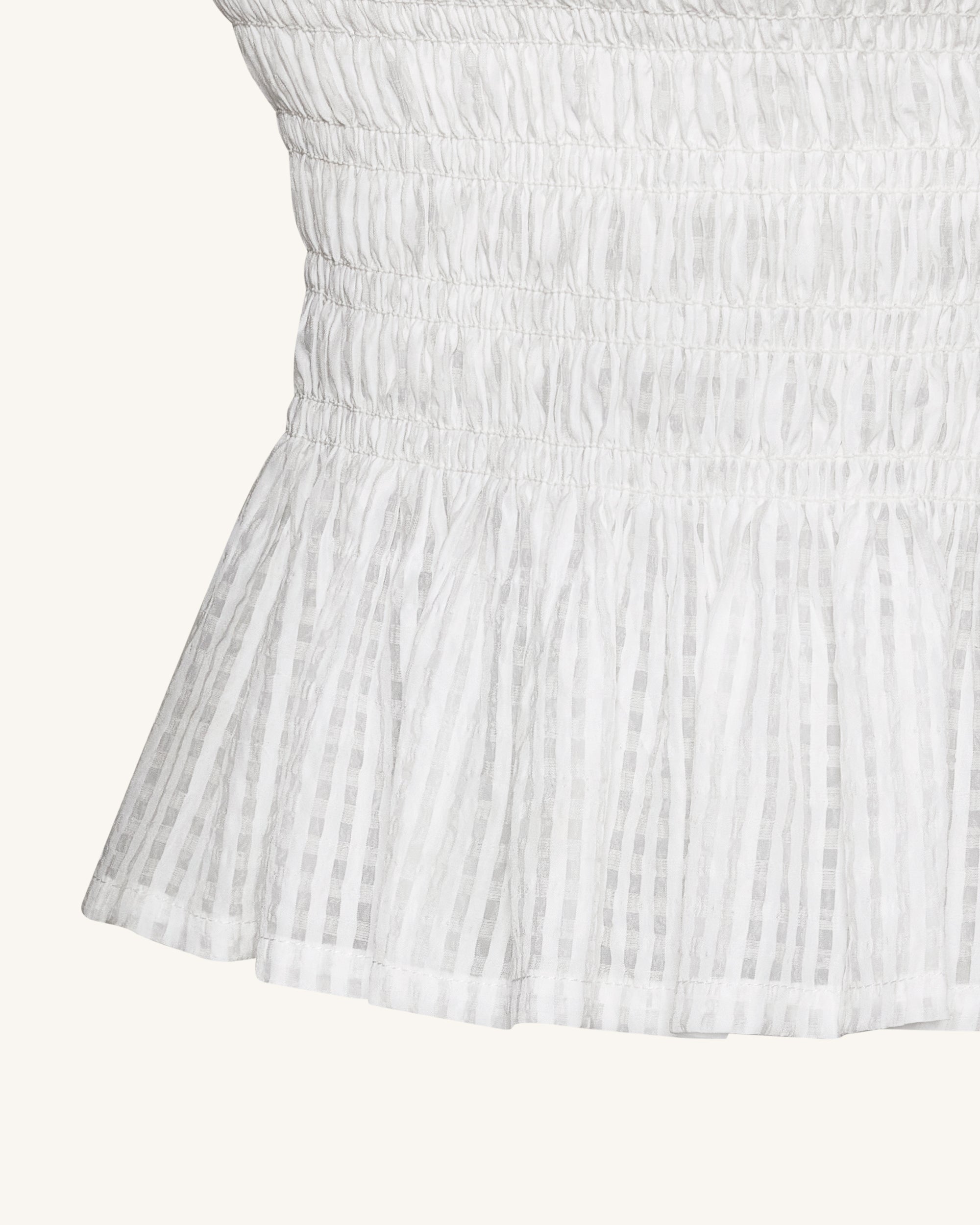 Zoe Top sin mangas peplum frunce elástico blanco detalle del frunce elástico