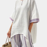 Allegra | Striped Bamboo T-shirt and Trousers Set