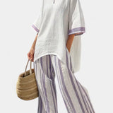 Allegra | Striped Bamboo T-shirt and Trousers Set