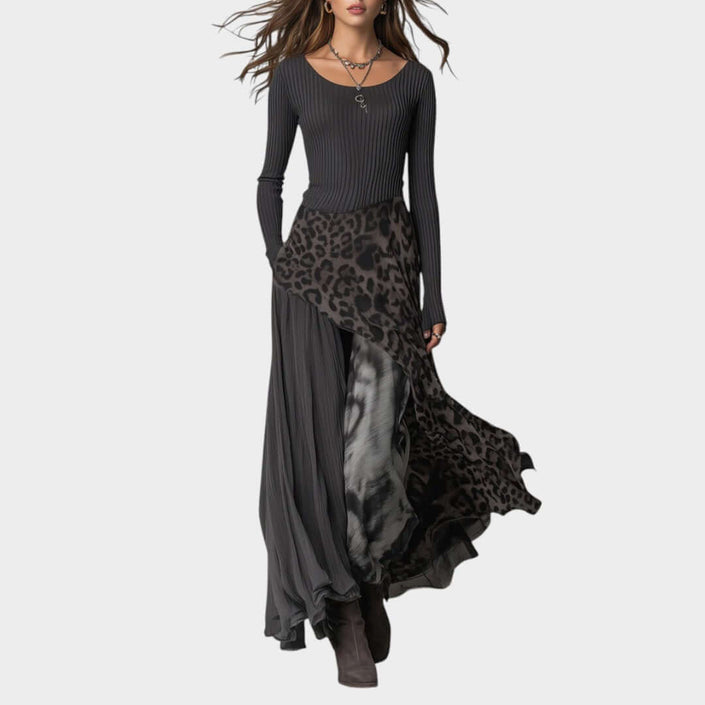 Carmen | Vestido largo con estampado de leopardo