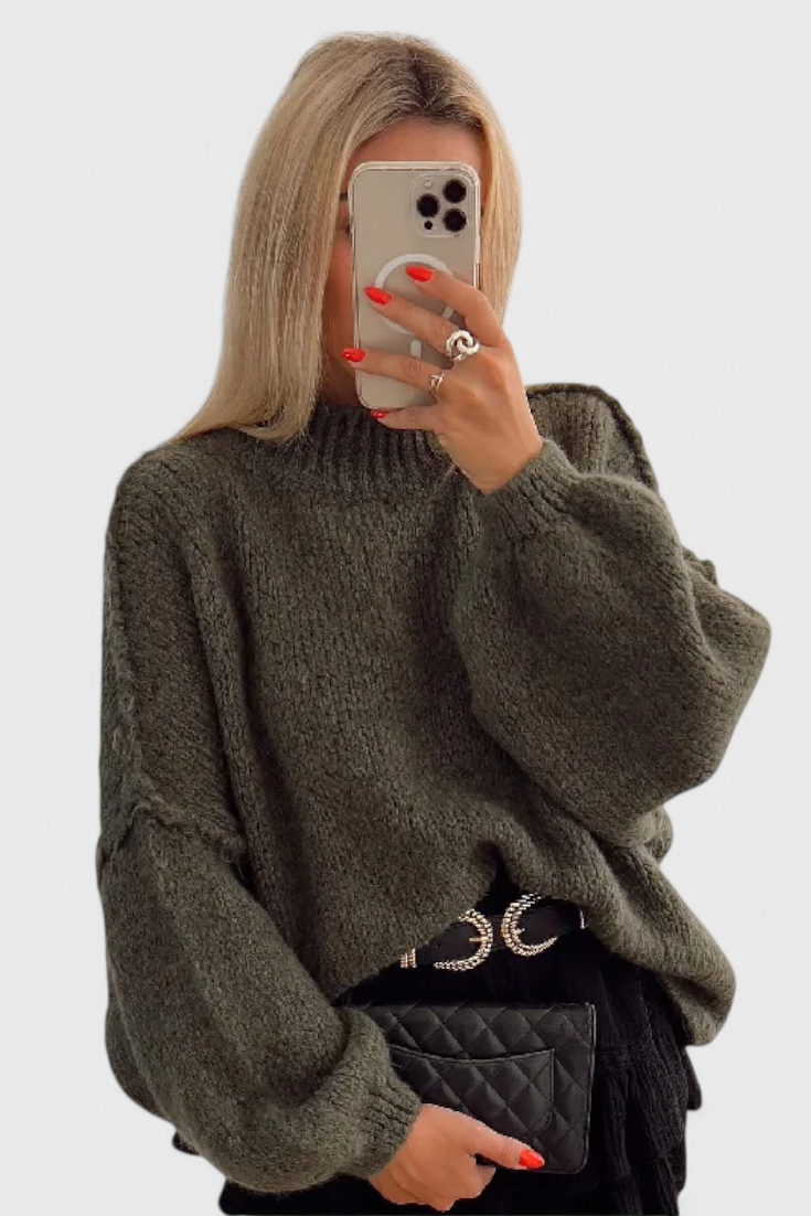 Cassia | Oversized Knit Sweater with Balloon Sleeves