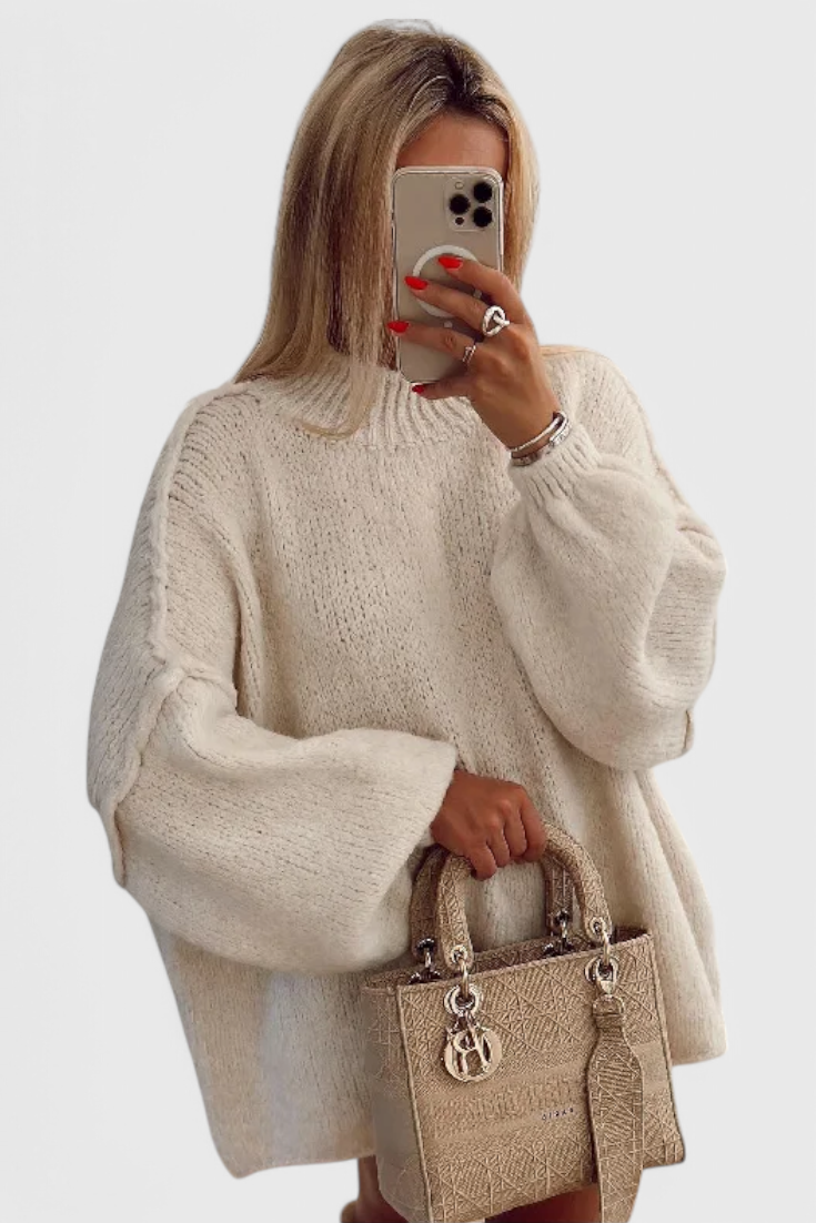 Cassia | Oversized Knit Sweater with Balloon Sleeves
